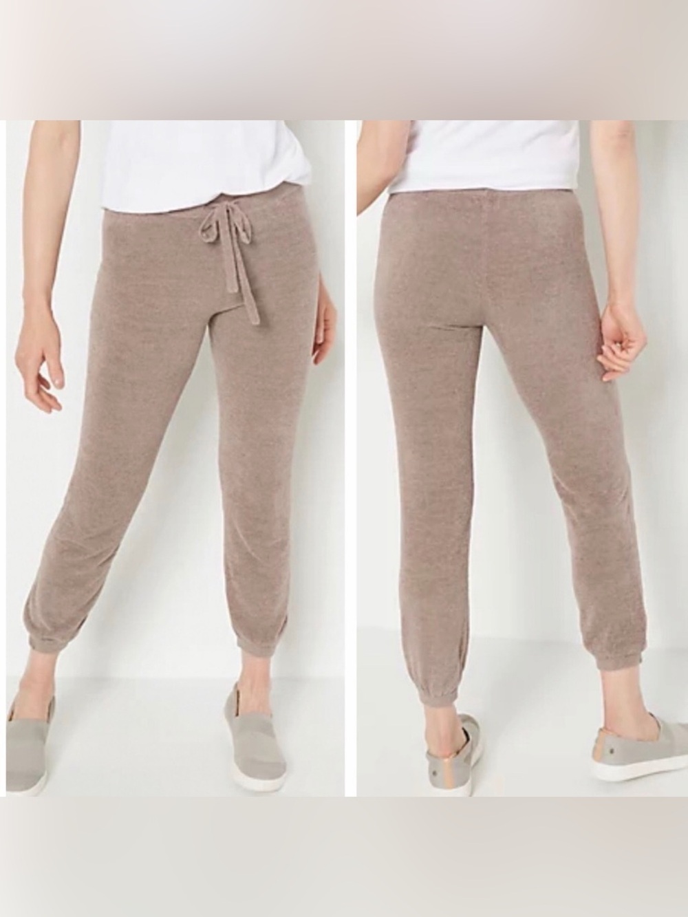 Barefoot Dreams Cozy Cheek Ultra Lite Taupe Joggers - Picture 1 of 7